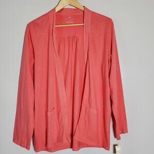 Talbots Signature Cotton Openhang Summer/spring light coral cardigan NEW